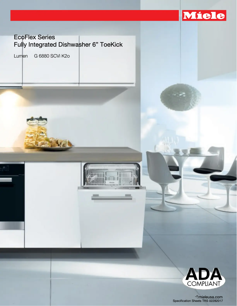 Page 1 de la notice Fiche technique Miele G 6880 SCVi K2O AM