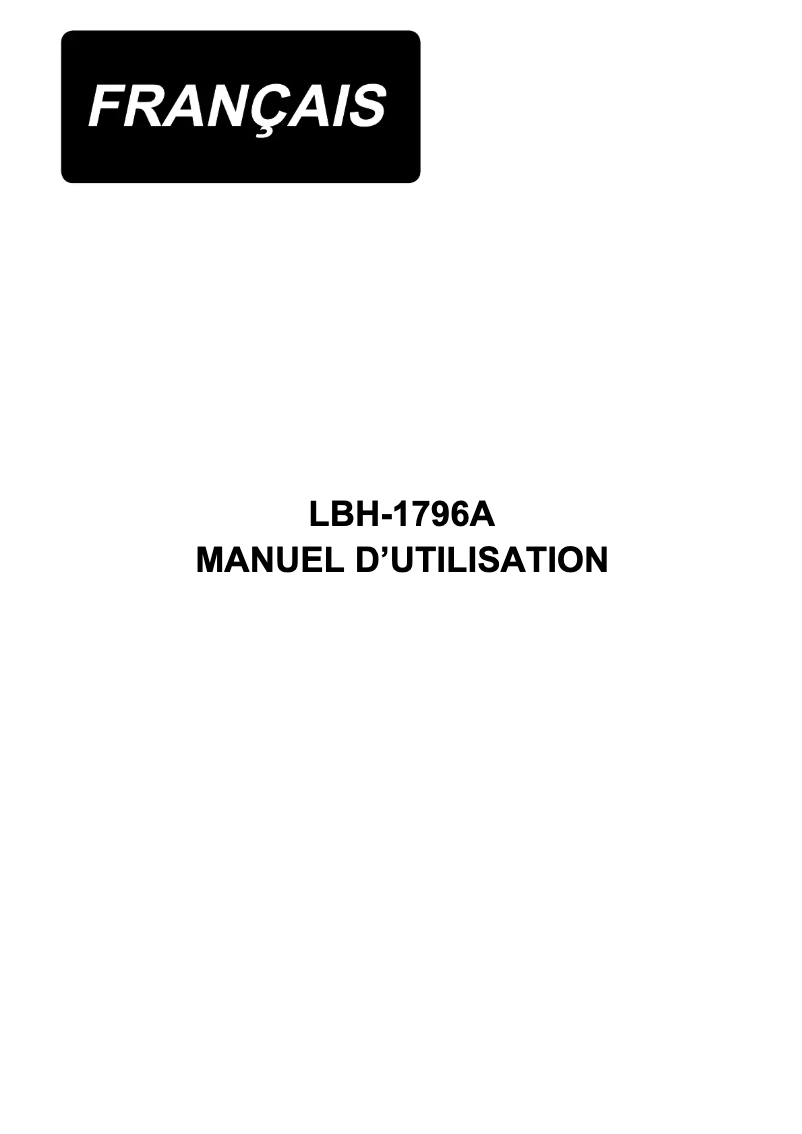 Page n°1 - Manuel utilisateur Juki LBH-1796A