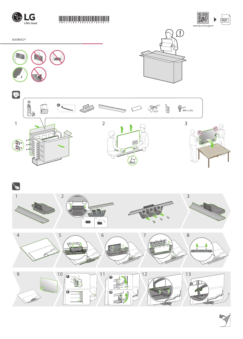 Page 1 de la notice Guide d'installation LG OLED83C24LA