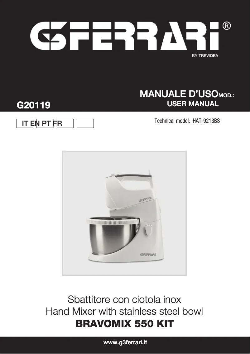 Image de la première page du manuel de l'appareil Bravomix 550 KIT G20119