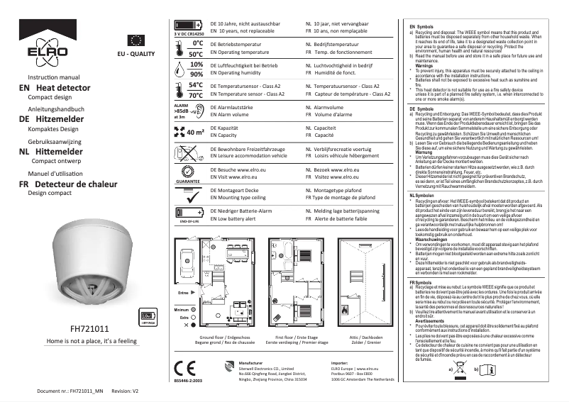 Image de la première page du manuel de l'appareil FH721011