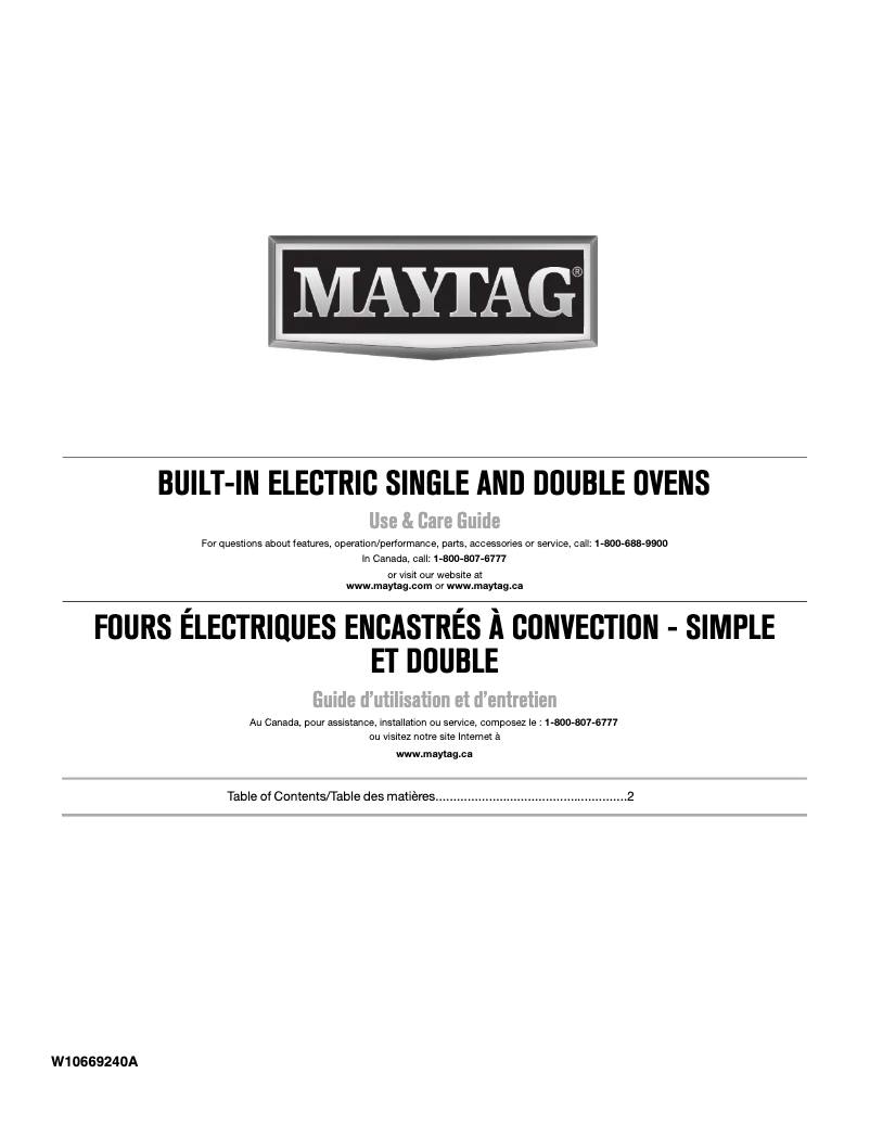 Page 1 de la notice Manuel utilisateur Maytag MEW7627DS
