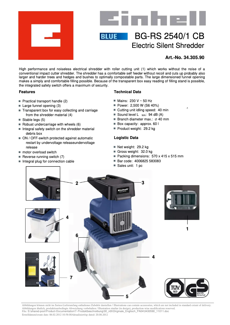 Image de la première page du manuel de l'appareil BG-RS 2540/1 CB