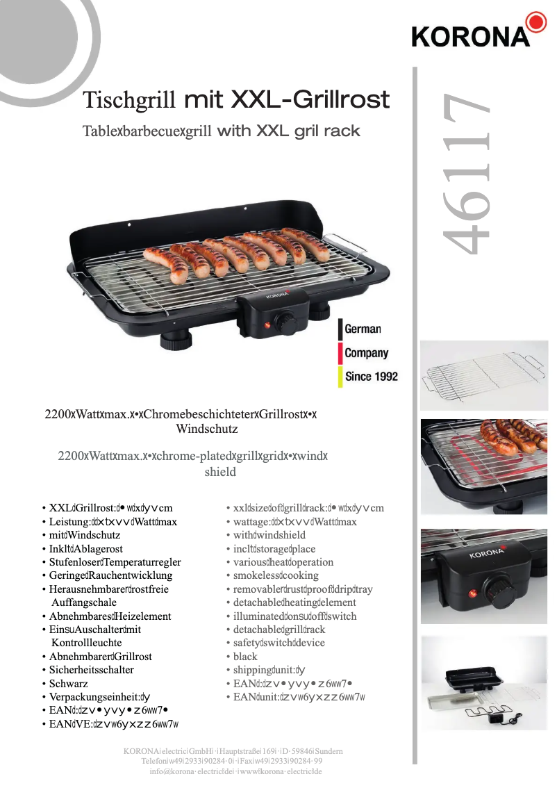 Page n°1 - Fiche technique Korona 46117