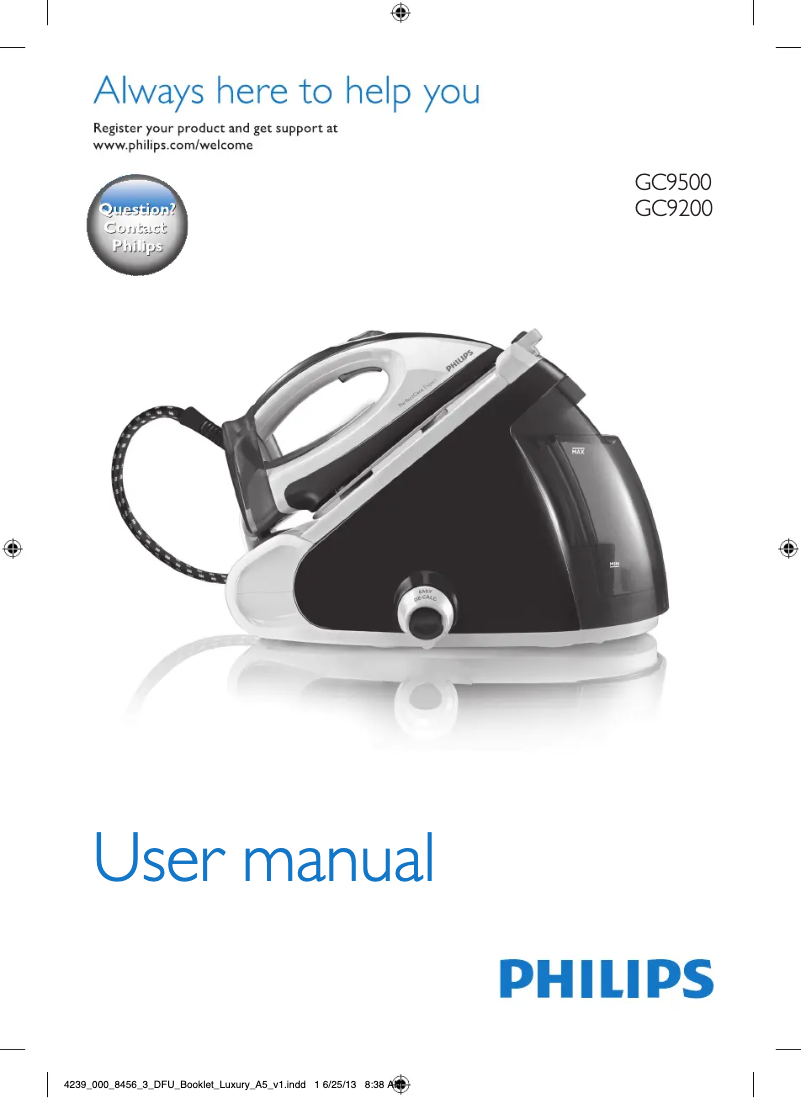 Image de la première page du manuel de l'appareil PerfectCare Expert GC9241