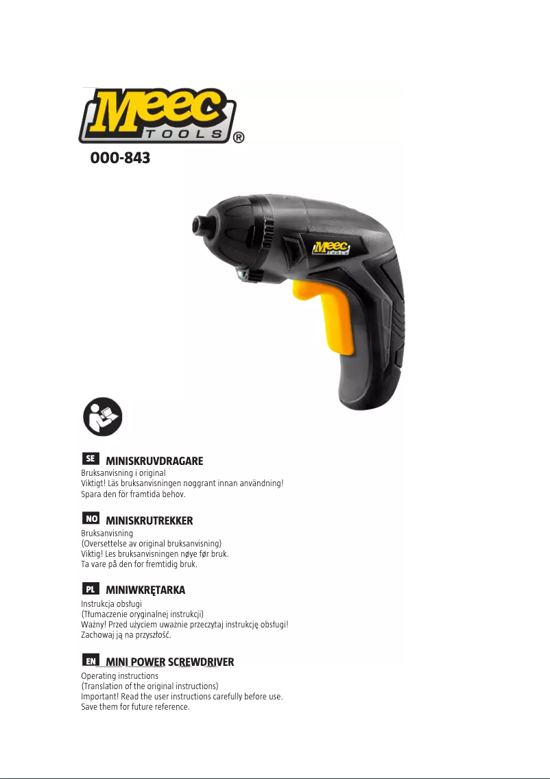 Page 1 de la notice Manuel utilisateur Meec Tools 000-843