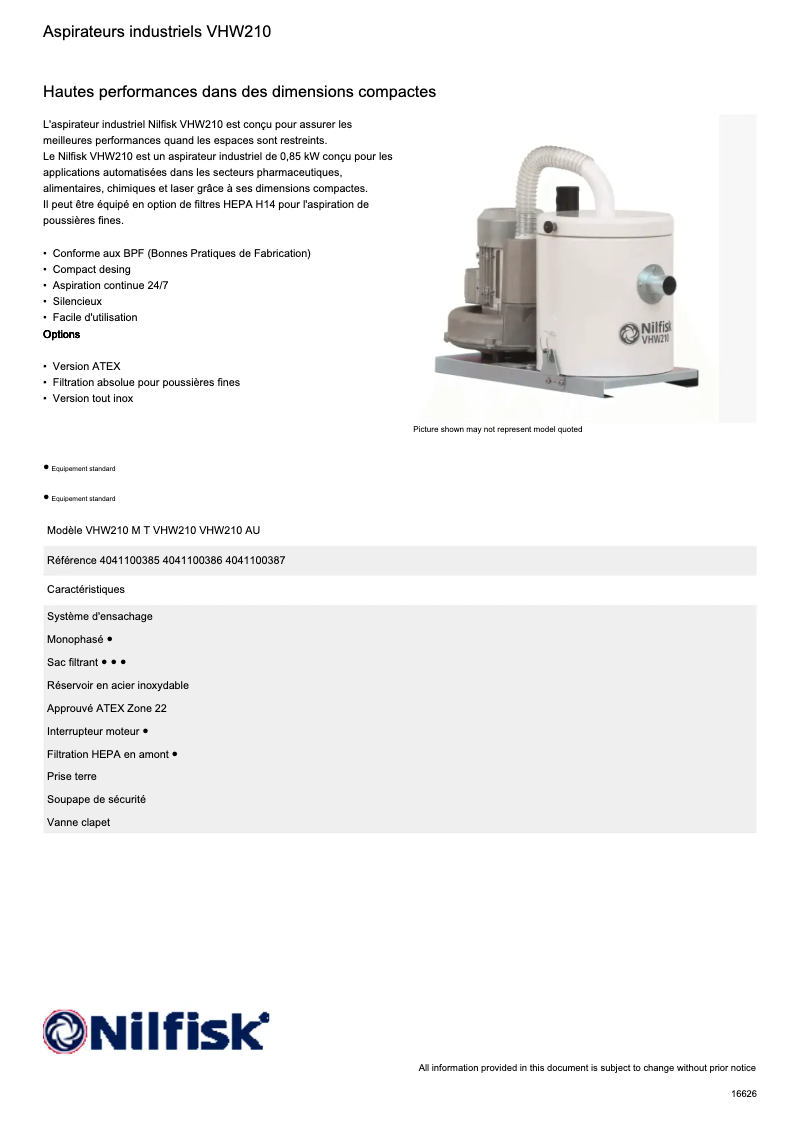 Image de la première page du manuel de l'appareil VHW210