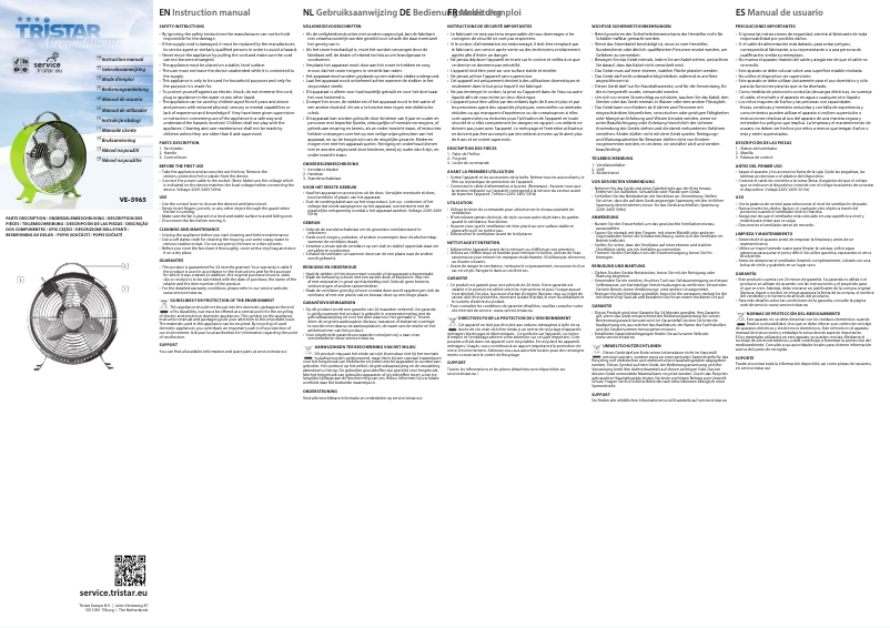 Page 1 de la notice Manuel utilisateur TriStar VE-5965