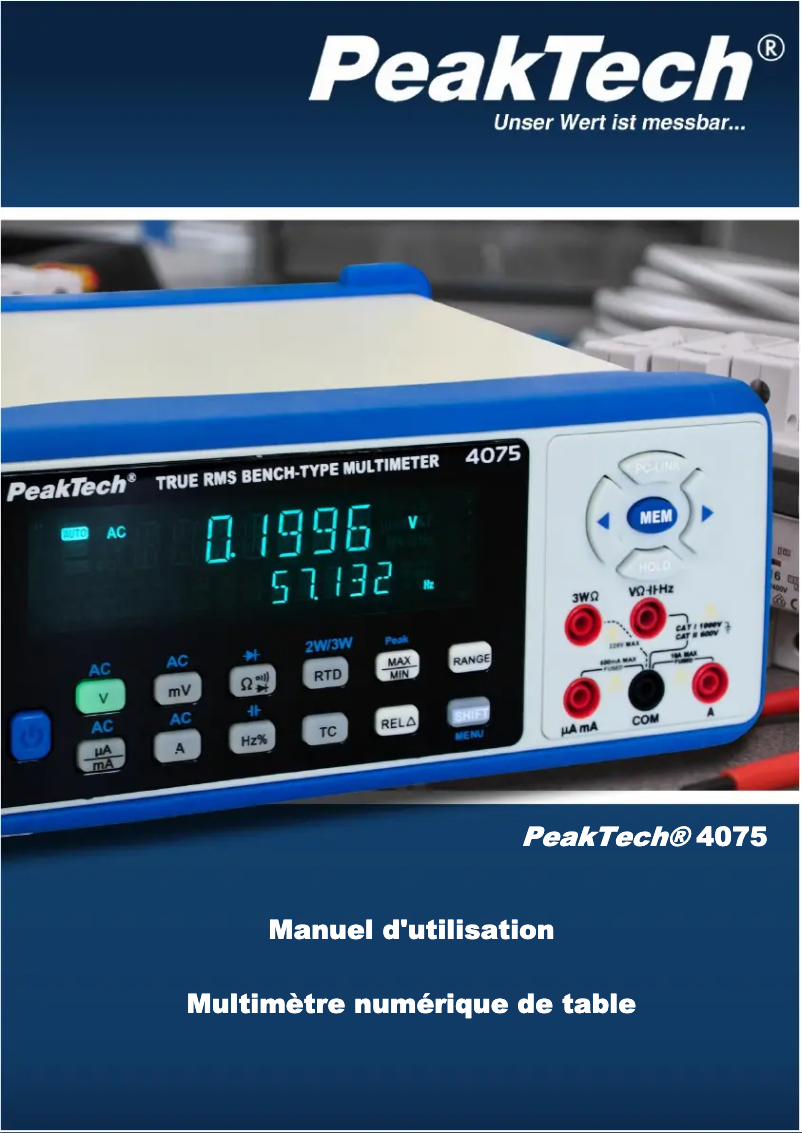 Page n°1 - Manuel utilisateur PeakTech 4075