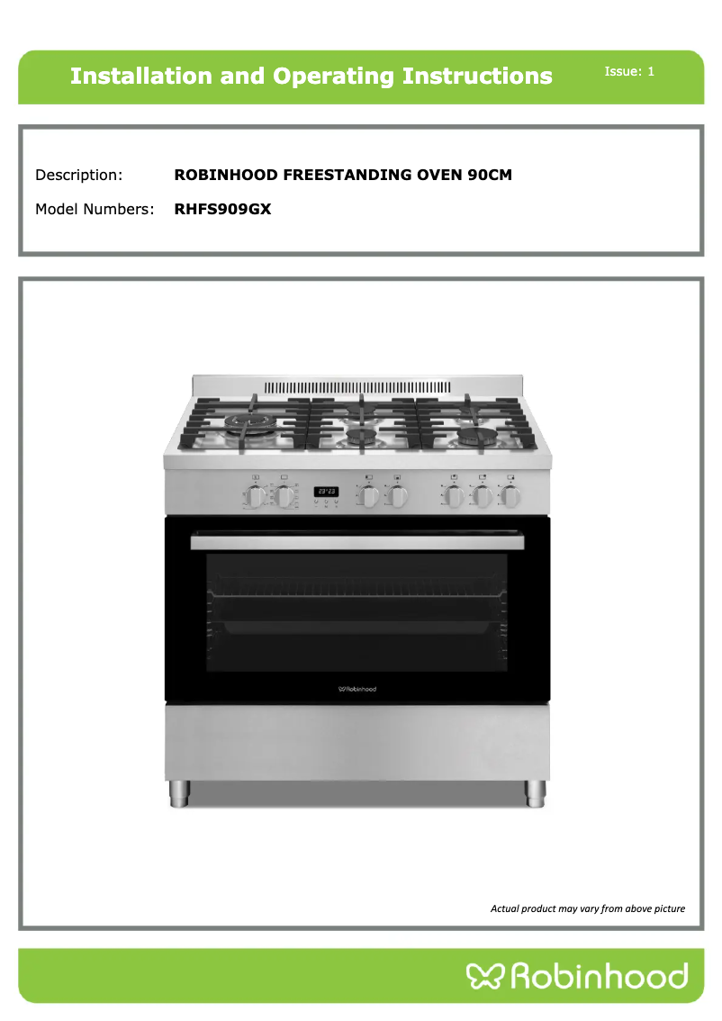 Page n°1 - Instructions / montage Robinhood RHFS909GX