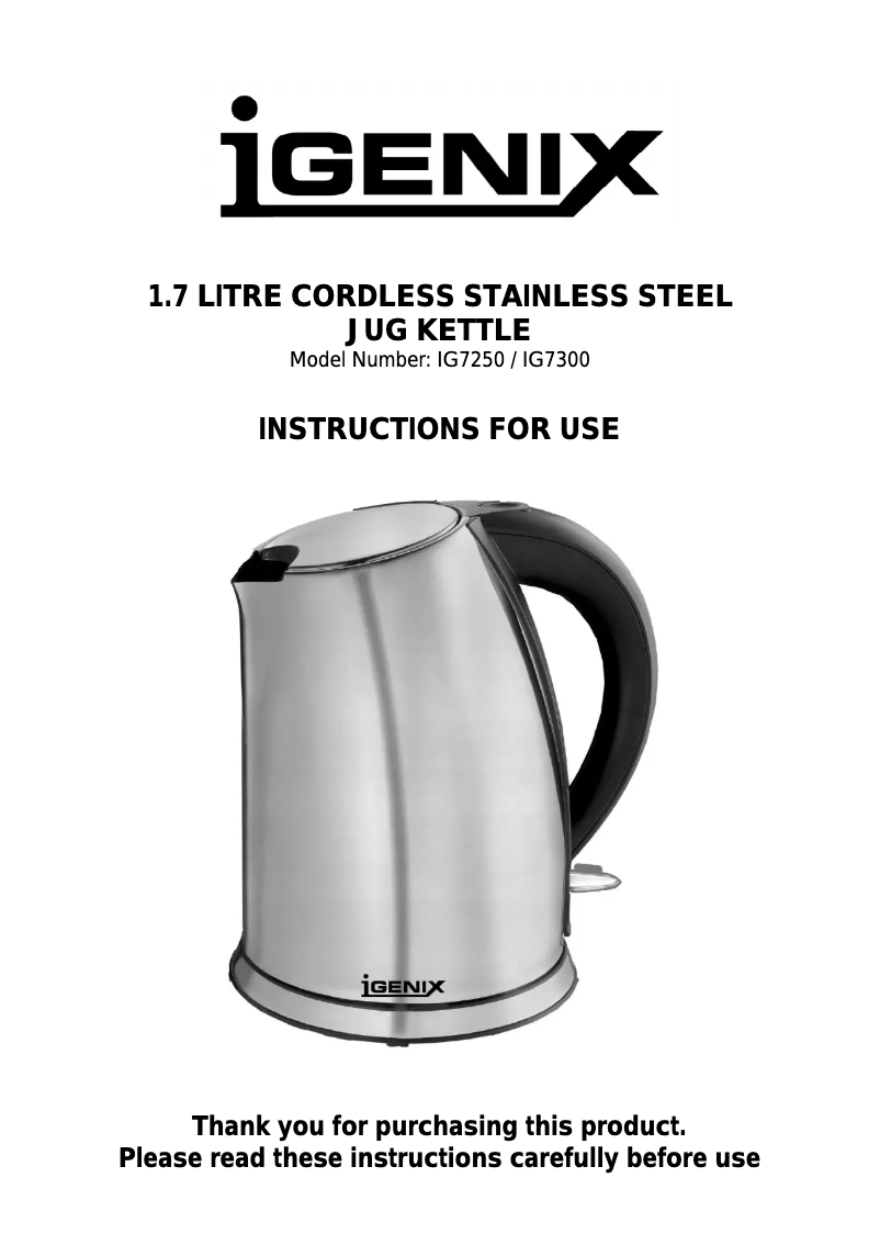Page 1 de la notice Manuel utilisateur Igenix IG7250