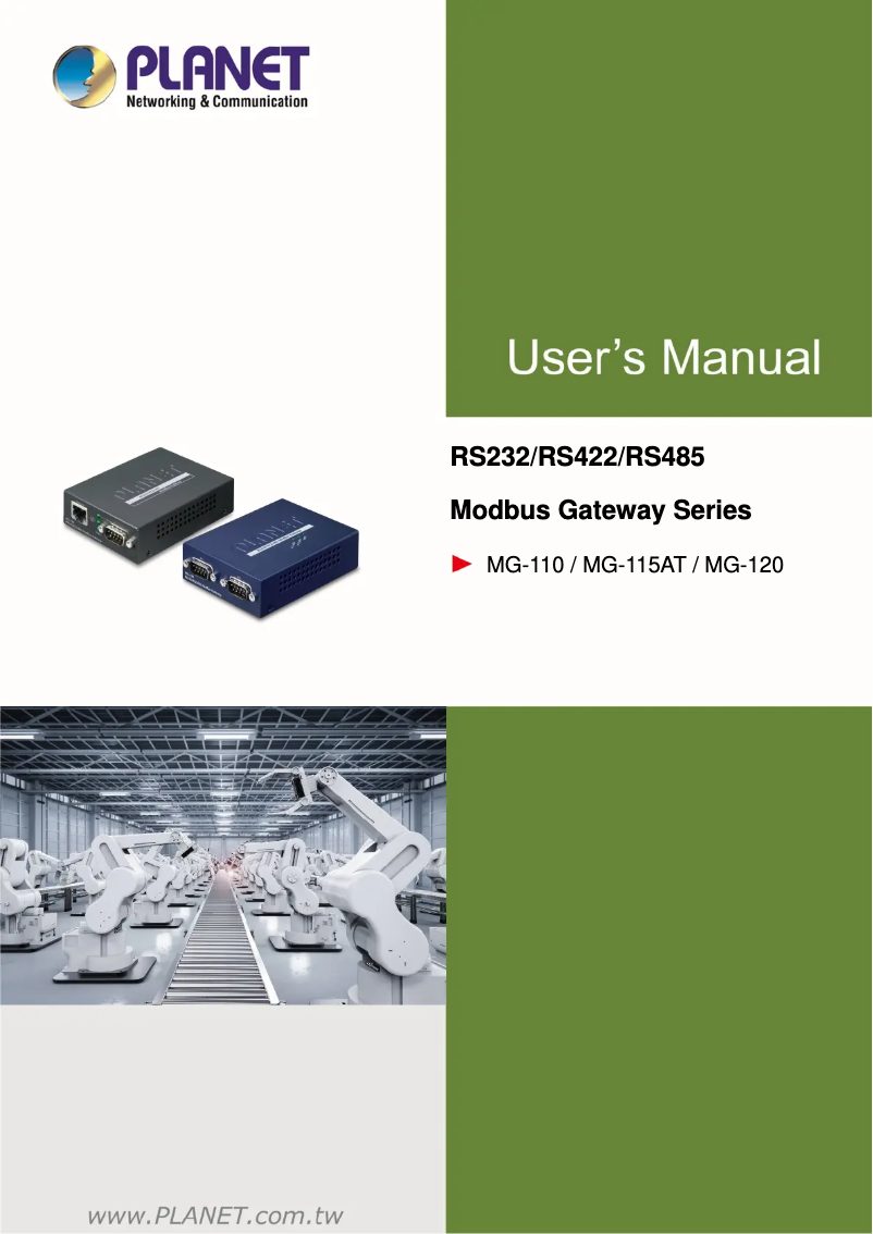 Page 1 de la notice Manuel utilisateur Planet MG-115A