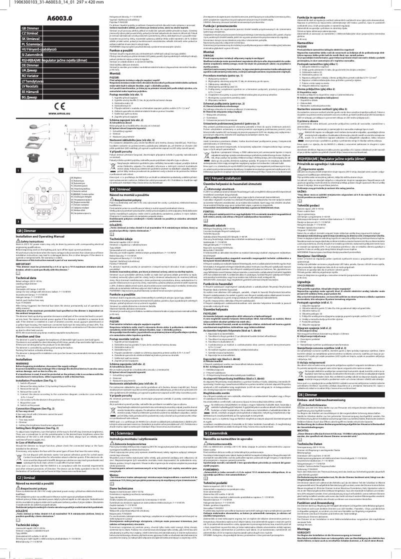 Page n°1 - Manuel utilisateur Emos A6003.0