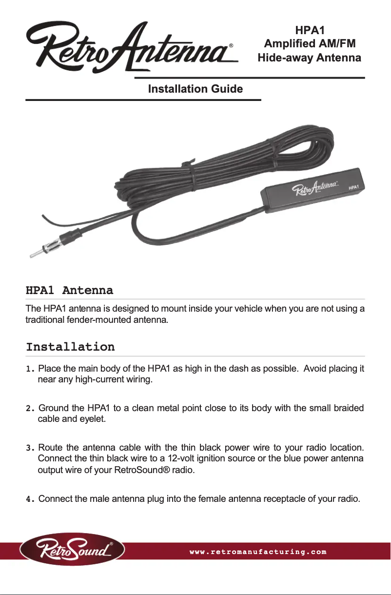 Page n°1 - Manuel utilisateur RetroSound HPA-1