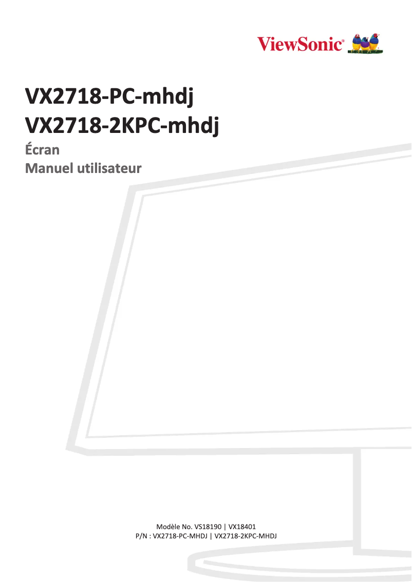 Page 1 de la notice Manuel utilisateur Viewsonic VX2718-PC-mhd