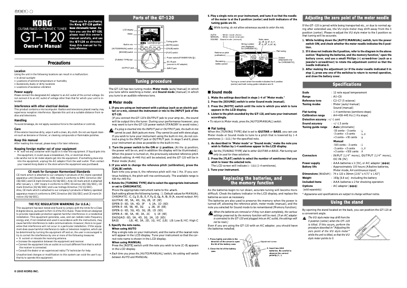 Image de la première page du manuel de l'appareil GT-120