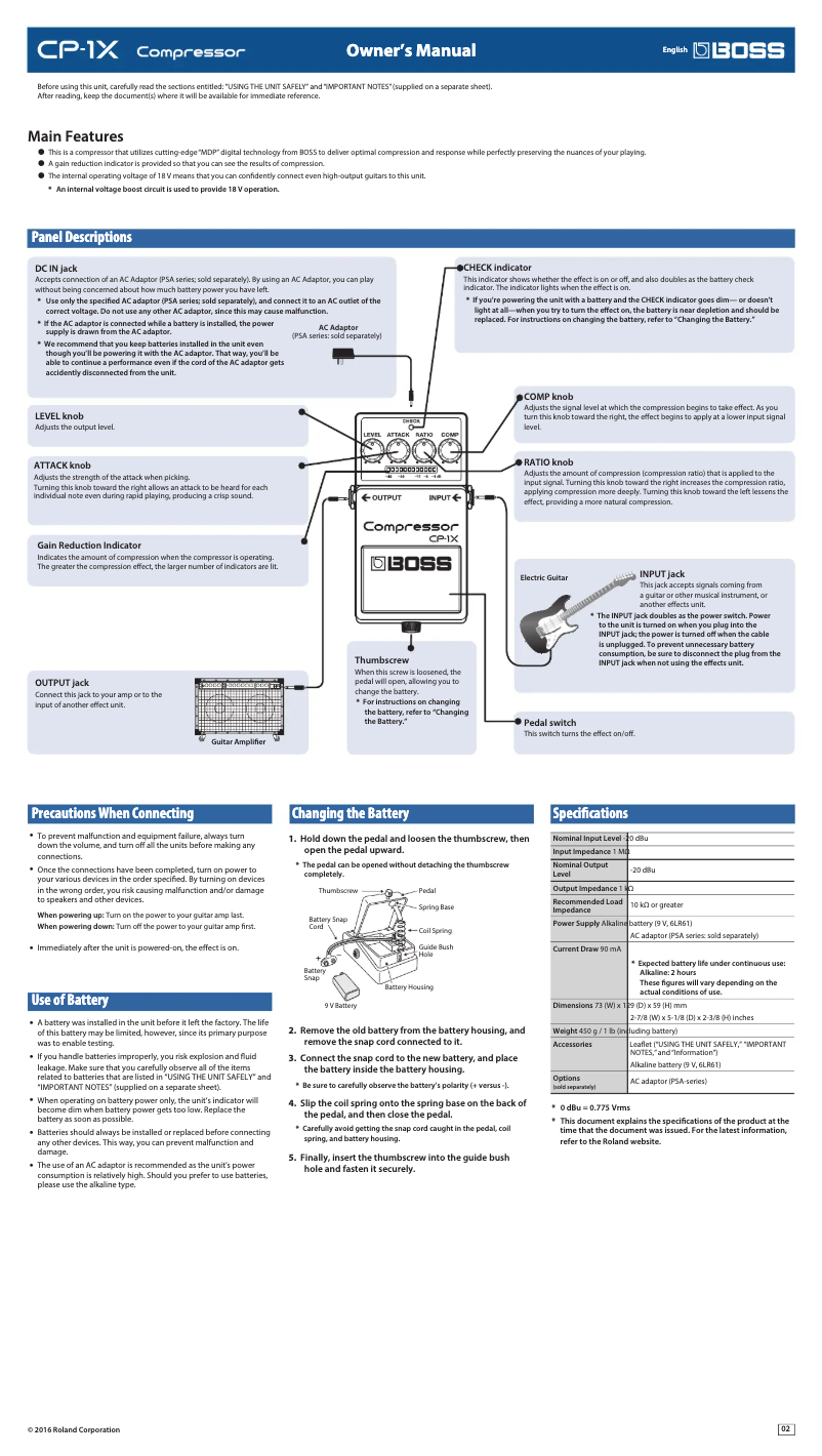 Image de la première page du manuel de l'appareil CP-1X