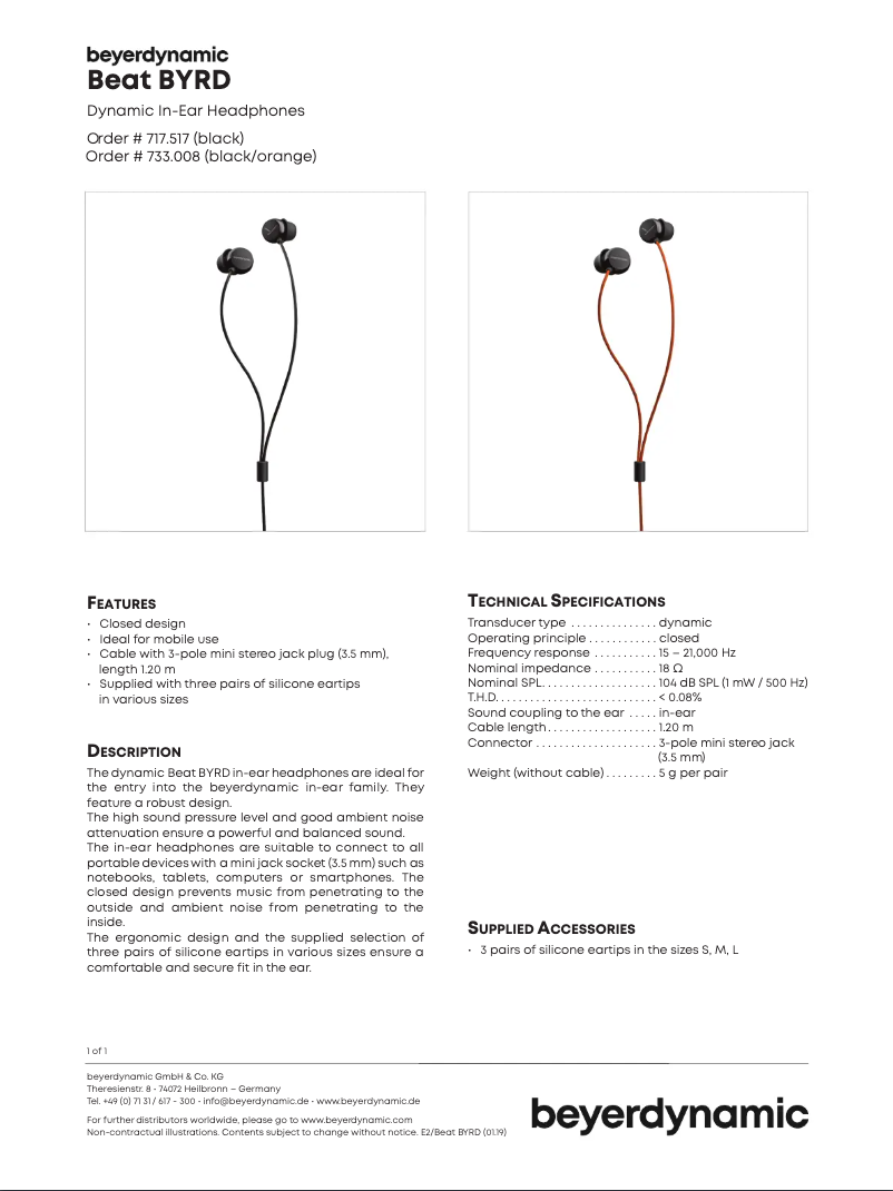 Image de la première page du manuel de l'appareil Beat BYRD