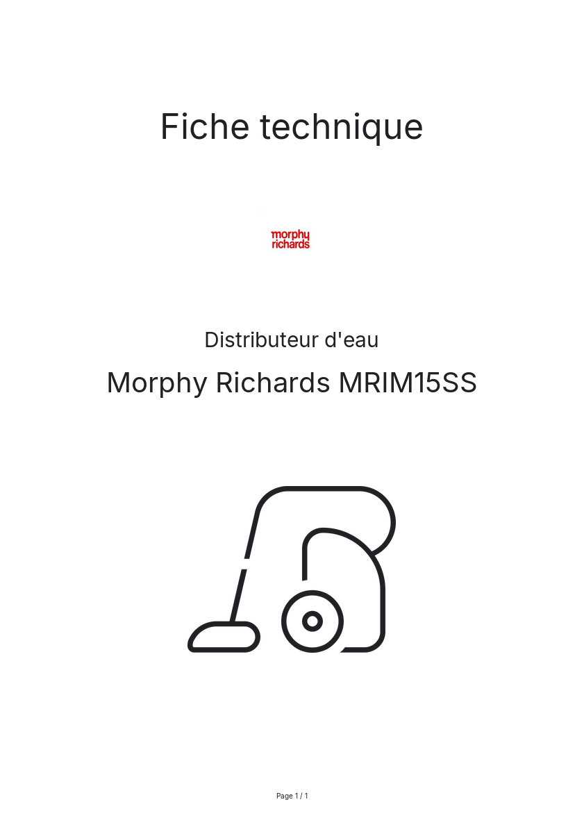 Page n°1 - Fiche technique Morphy Richards MRIM15SS