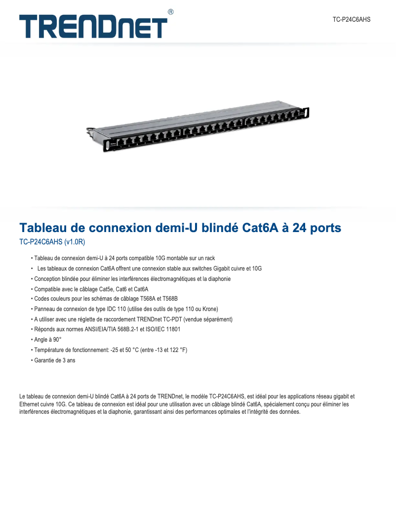 Page n°1 - Fiche technique TRENDnet TC-P24C6AHS