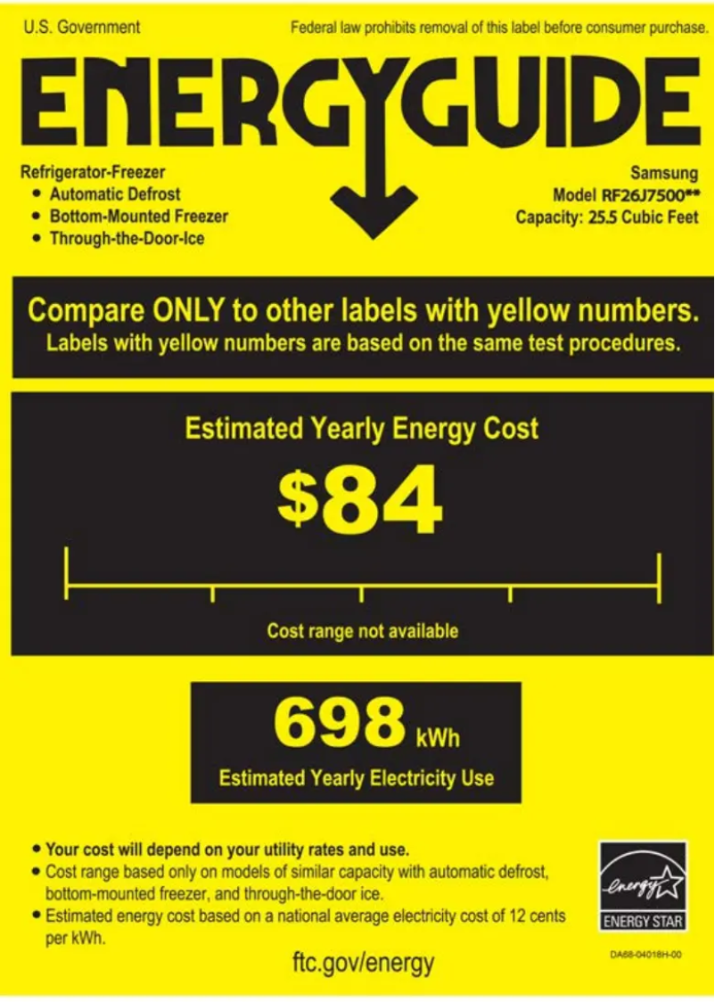 Page n°1 - Label énergétique Samsung RF23J9011SR