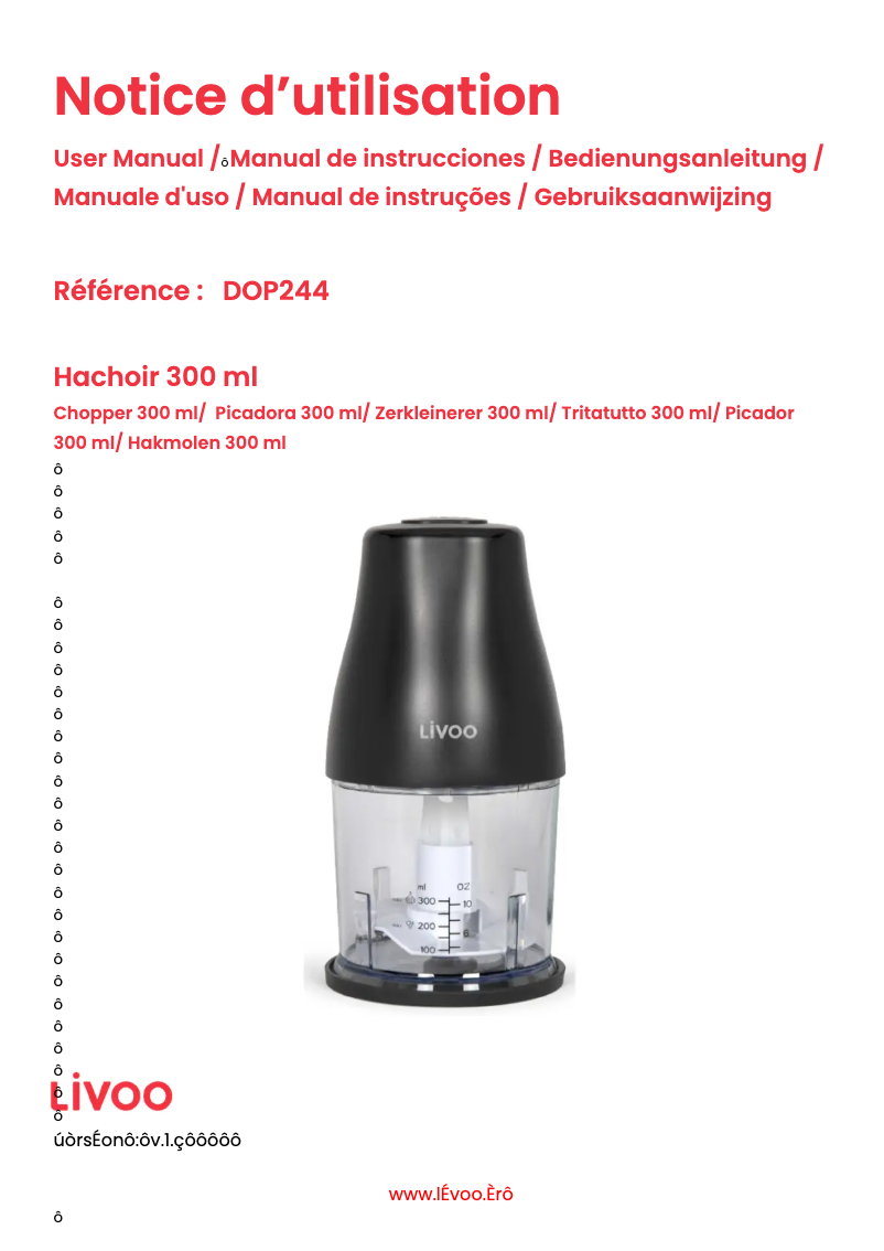 Page 1 de la notice Manuel utilisateur Livoo DOP244