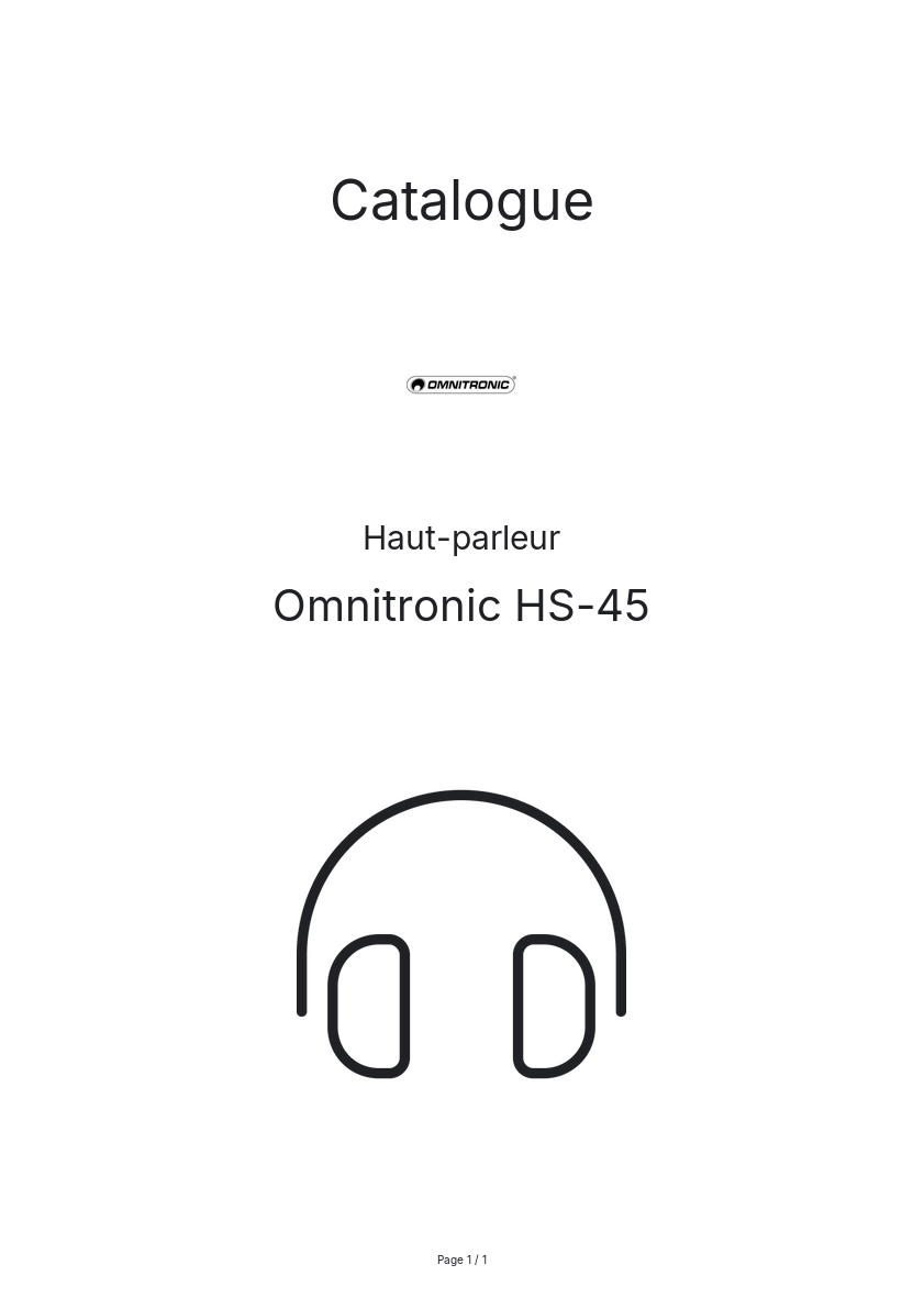 Page n°1 - Catalogue Omnitronic HS-45