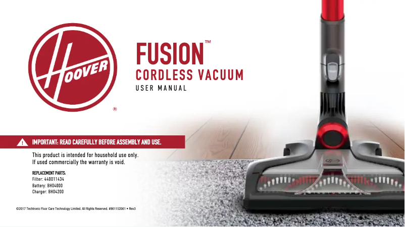 Page n°1 - Manuel utilisateur Hoover Fusion BH53100CA