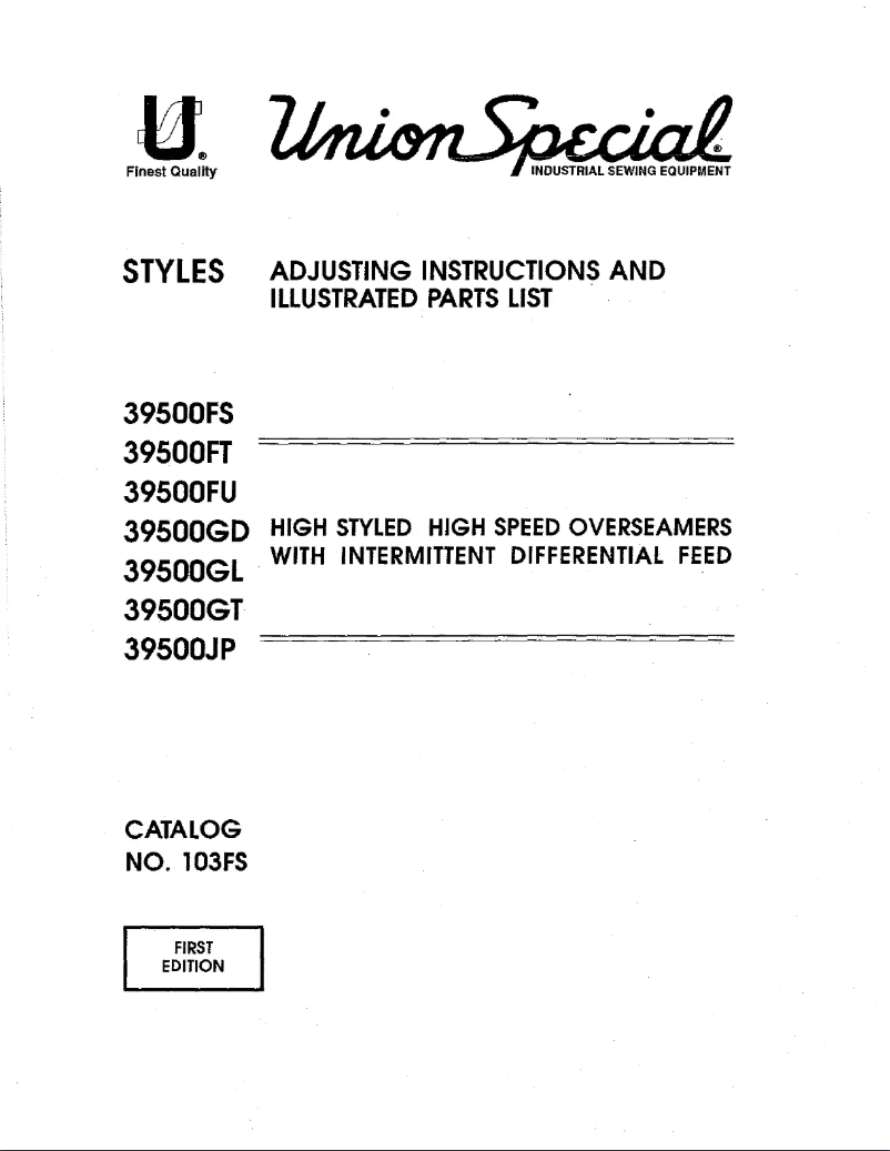 Page 1 de la notice Manuel utilisateur Union Special 39500GD