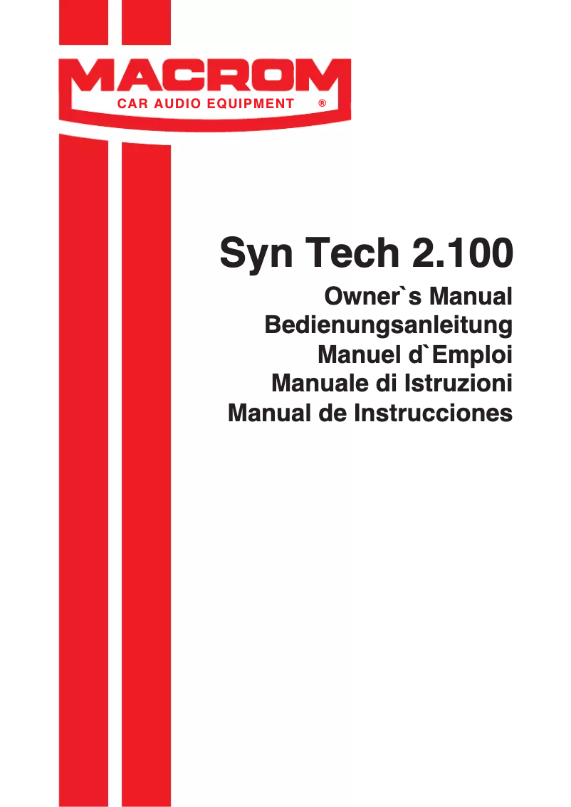 Page n°1 - Manuel utilisateur Macrom ST 2100