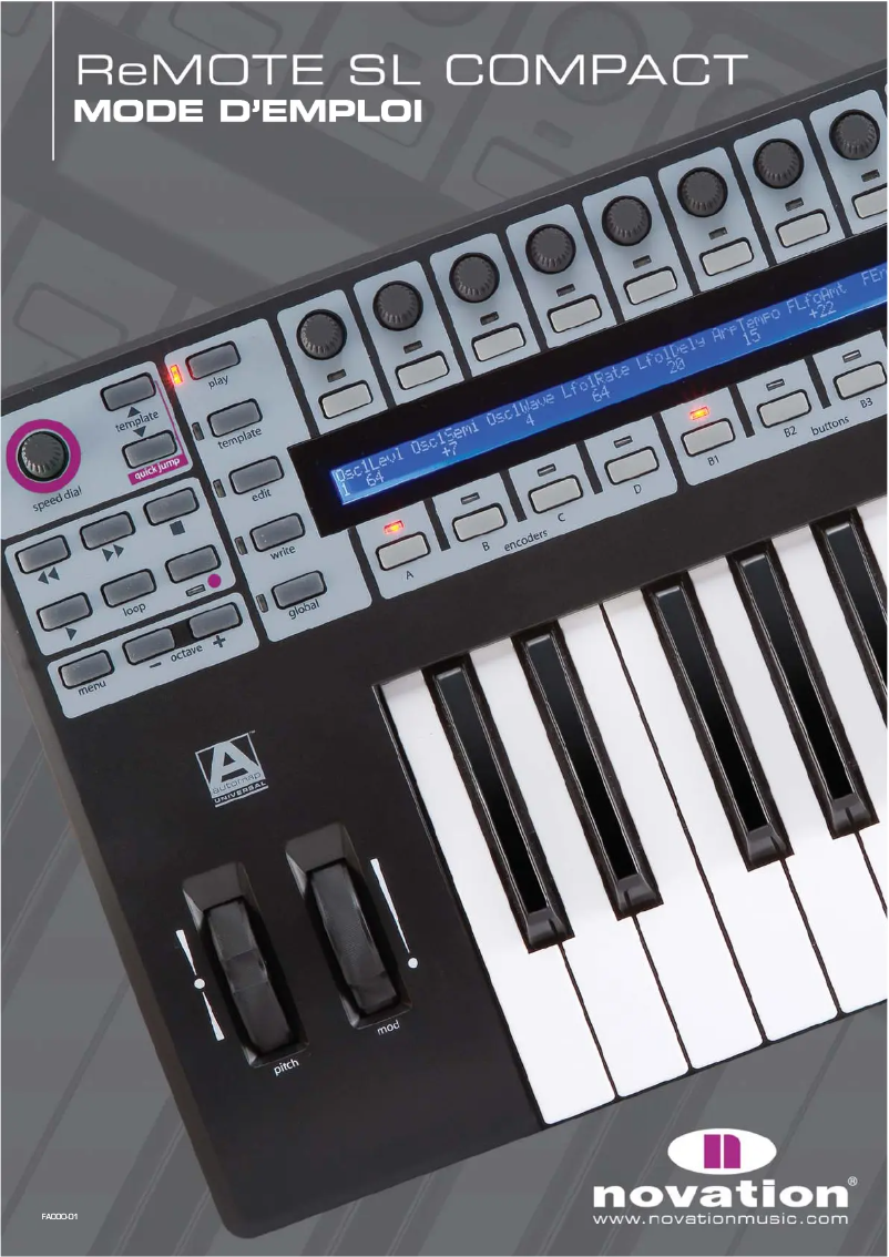 Page 1 de la notice Manuel utilisateur Novation ReMOTE 25 SL Compact