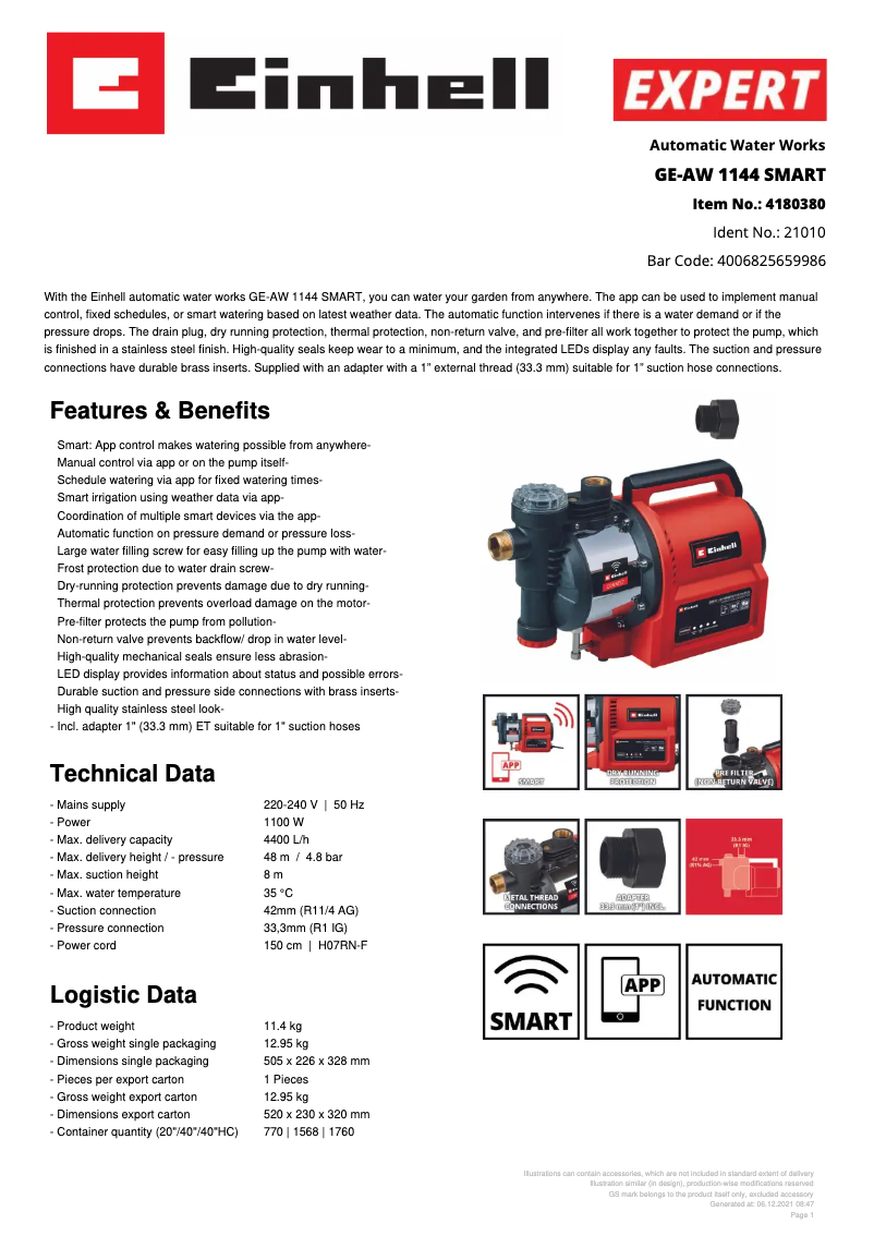 Imagen de la primera página del manual del dispositivo GE-AW 1144 SMART