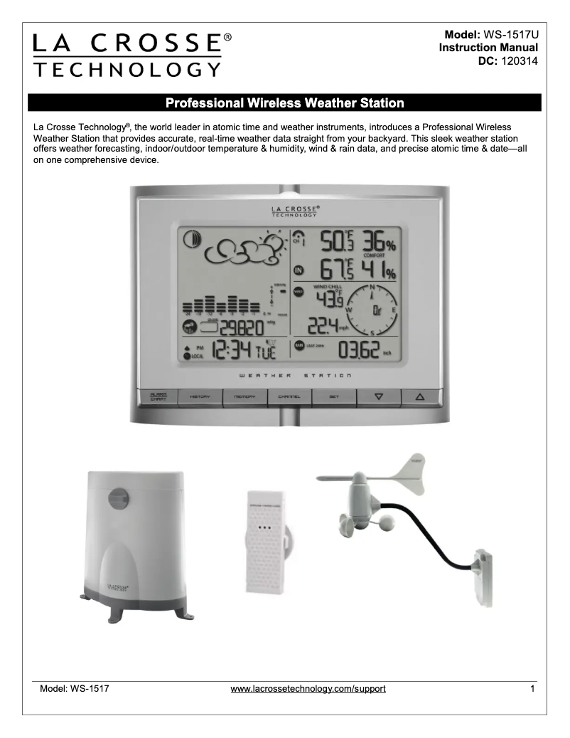 Page n°1 - Manuel utilisateur La Crosse Technology WS-1517U