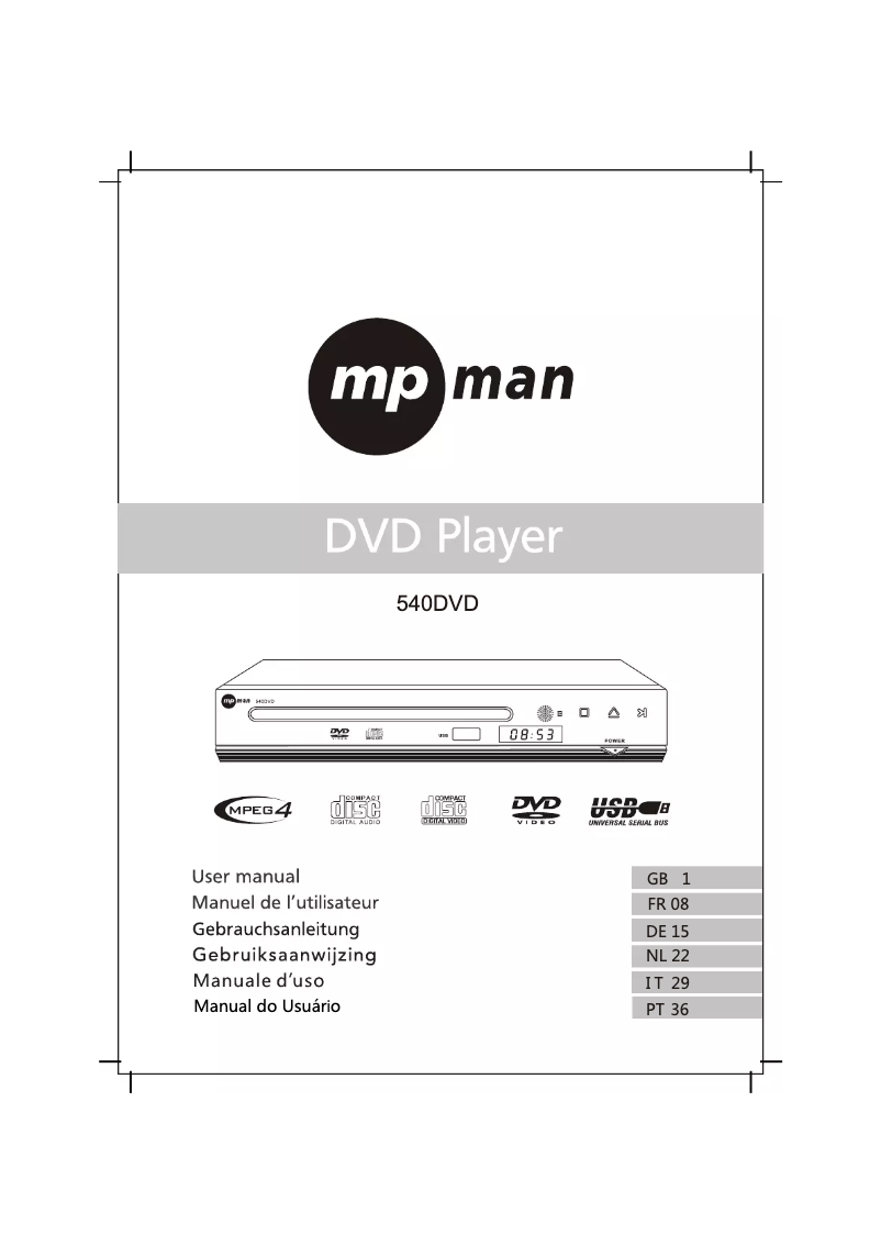 Page n°1 - Manuel utilisateur Mpman 540DVD