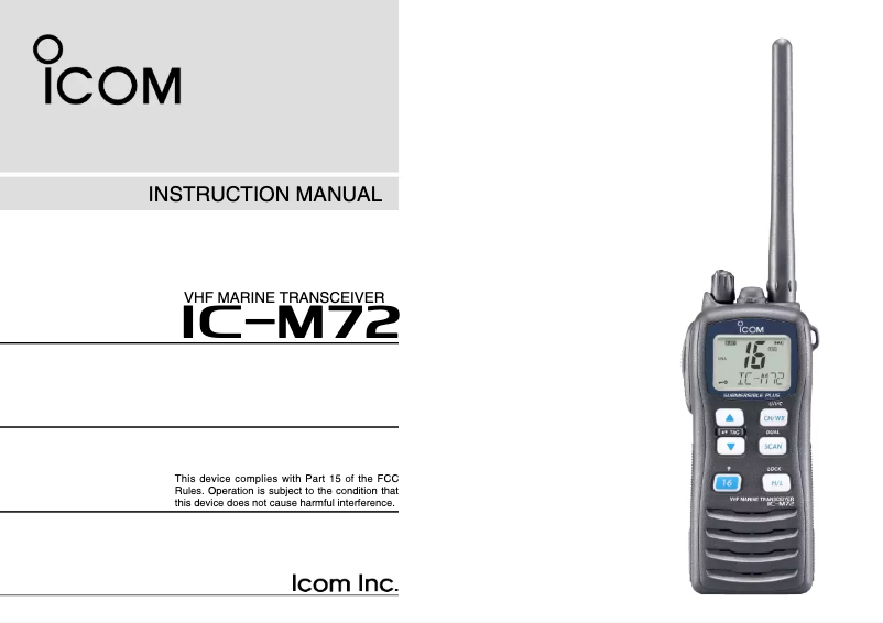 Page n°1 - Manuel utilisateur ICOM IC-M72