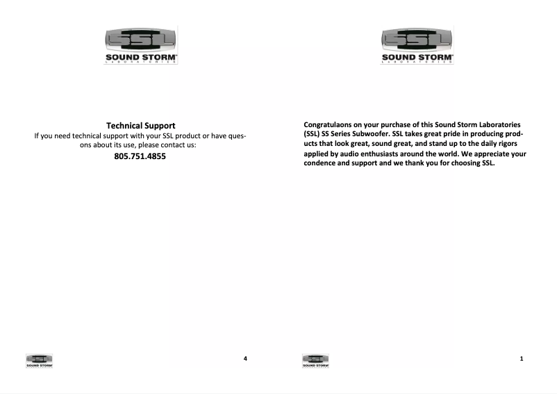 Page n°1 - Manuel utilisateur SSL SS8