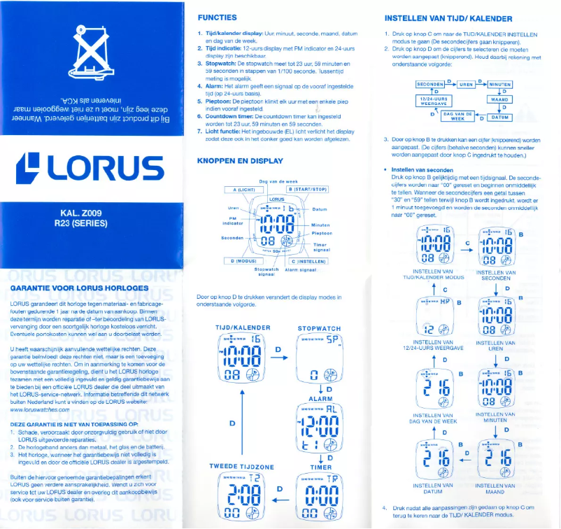 Page 1 de la notice Manuel utilisateur Lorus Sports R2395MX9