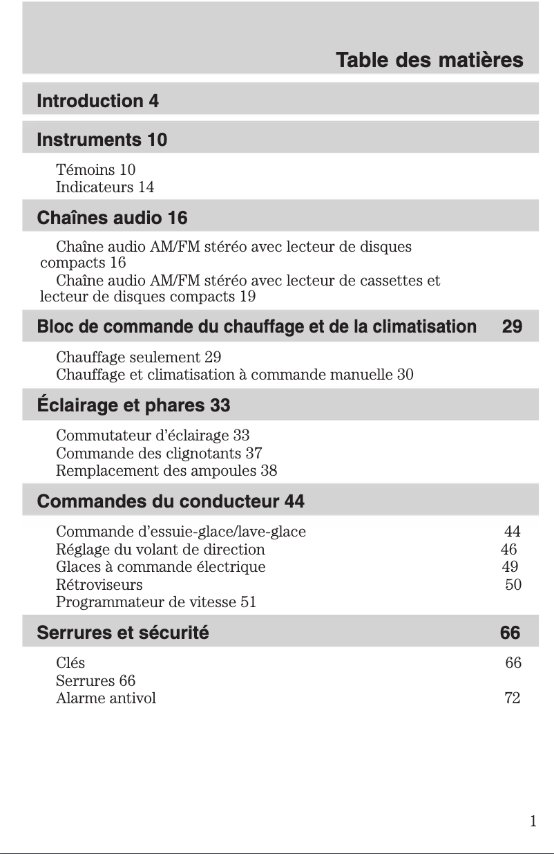 Page n°1 - Manuel utilisateur Ford Escape (2003)