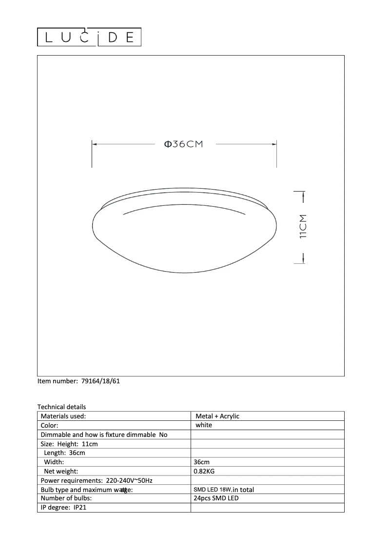 Page n°1 - Manuel utilisateur Lucide Bianca 79164/18/61