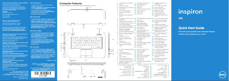 Page 1 de la notice Guide d'installation Dell Inspiron 14z