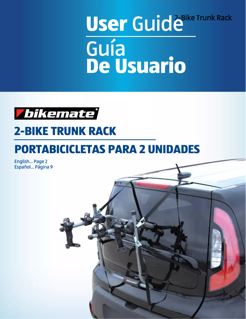Page 1 de la notice Manuel utilisateur Bikemate 2-Bike Trunk Rack SCT102