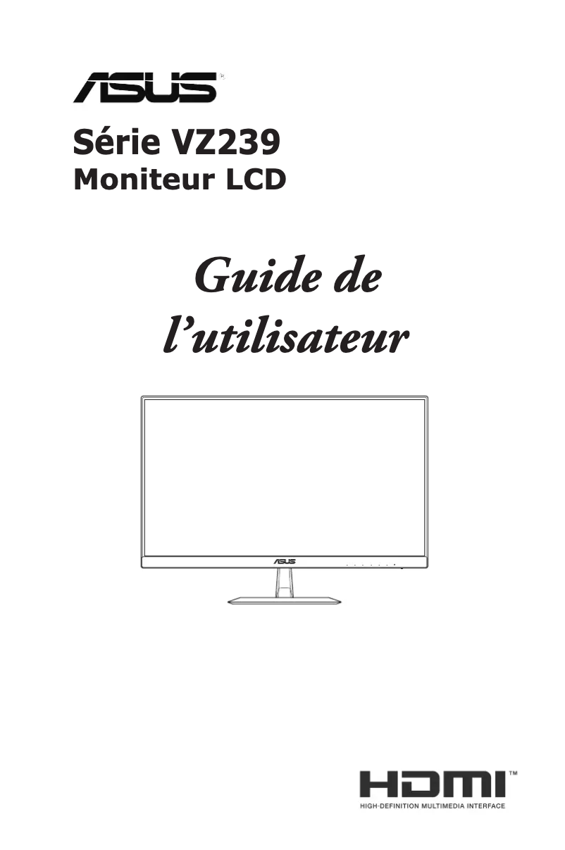 Page 1 de la notice Manuel utilisateur Asus VZ239HR