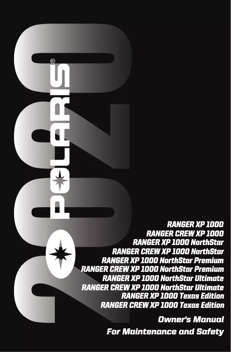 Page 1 de la notice Manuel utilisateur Polaris RANGER XP 1000 NorthStar (2020)