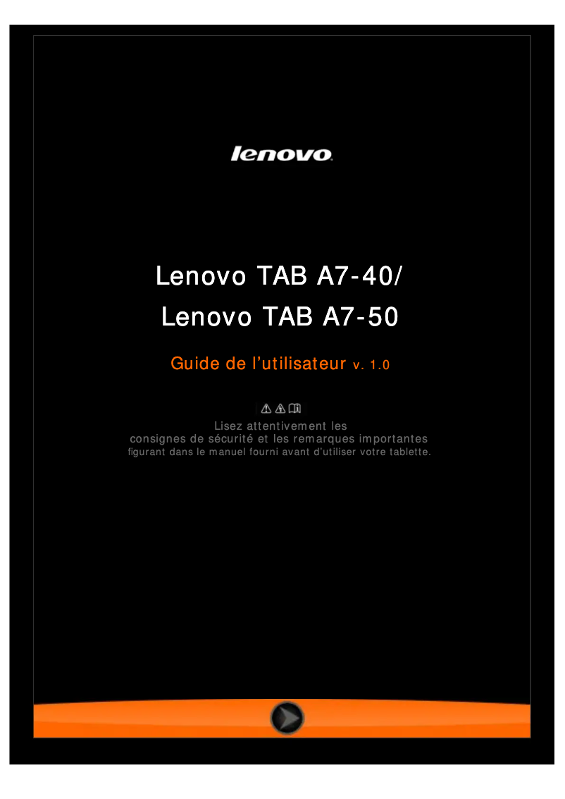 Page 1 de la notice Manuel utilisateur Lenovo TAB A7-40