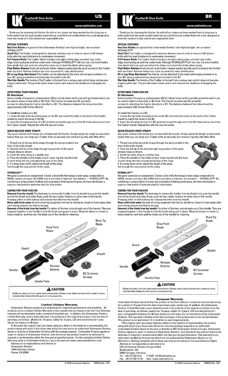 Page n°1 - Manuel utilisateur Underwater Kinetics Fusilier Hydralloy