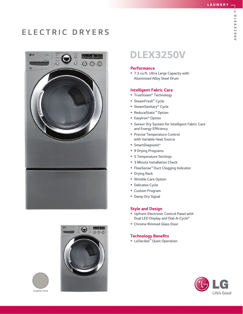 Página 1 del manual Ficha técnica LG DLEX3250V