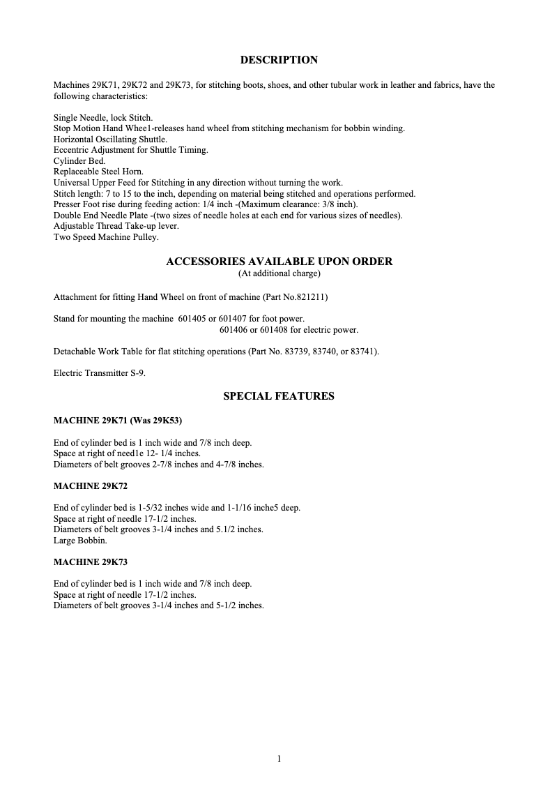 Page 1 de la notice Manuel utilisateur Singer 29K73