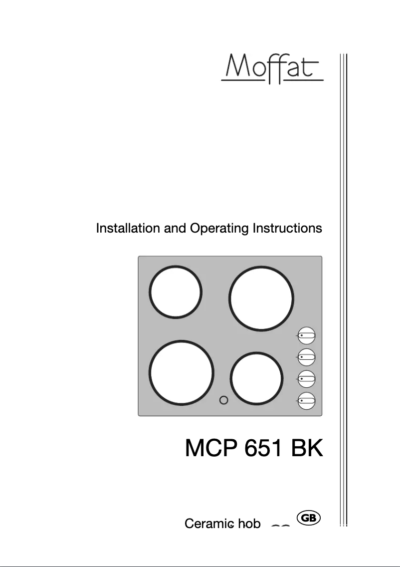 Page 1 de la notice Manuel utilisateur Moffat MCP 651 BK