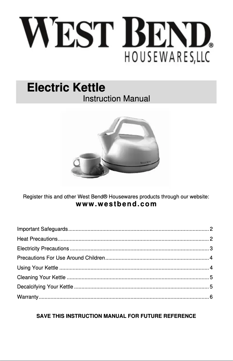 Page 1 de la notice Manuel utilisateur WestBend 6400