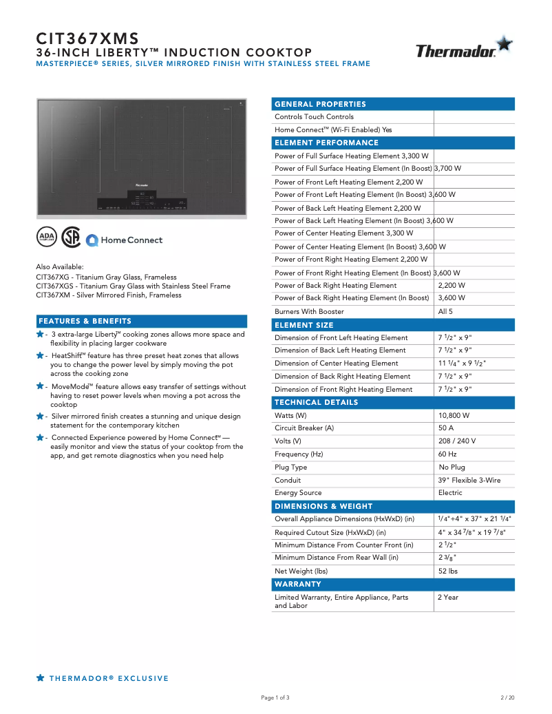 Image de la première page du manuel de l'appareil CIT367XMS